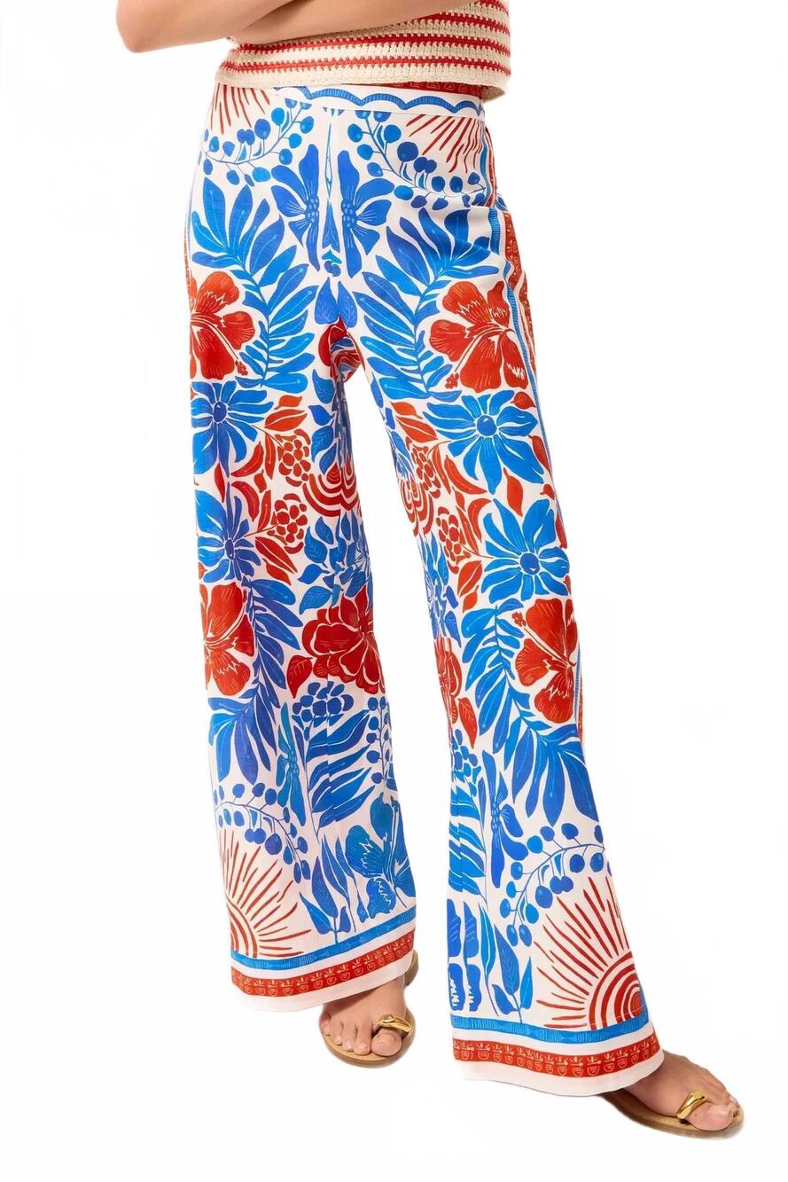 NEW MARIE OLIVER women's bennett wide-leg pants in white multi